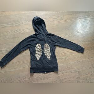 Y2K 2000s Victorias Secret Bling Sequin Angel Wings Grey Hoodie women’s small